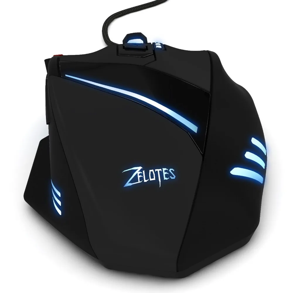 Zelotes T60 Проводная игровая мышь 7200 dpi 7 кнопок компьютерная мышь оптическая USB компьютерные мыши с подсветкой для ПК ноутбука