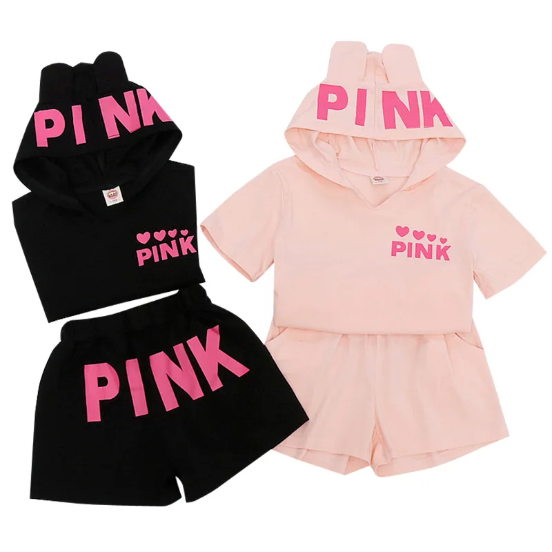 

Girls Suit 2019 Summer Style Kids Beautiful The Letter Printing Children O-neck Clothing Shorts Suit 2Pcs Summer Clothes
