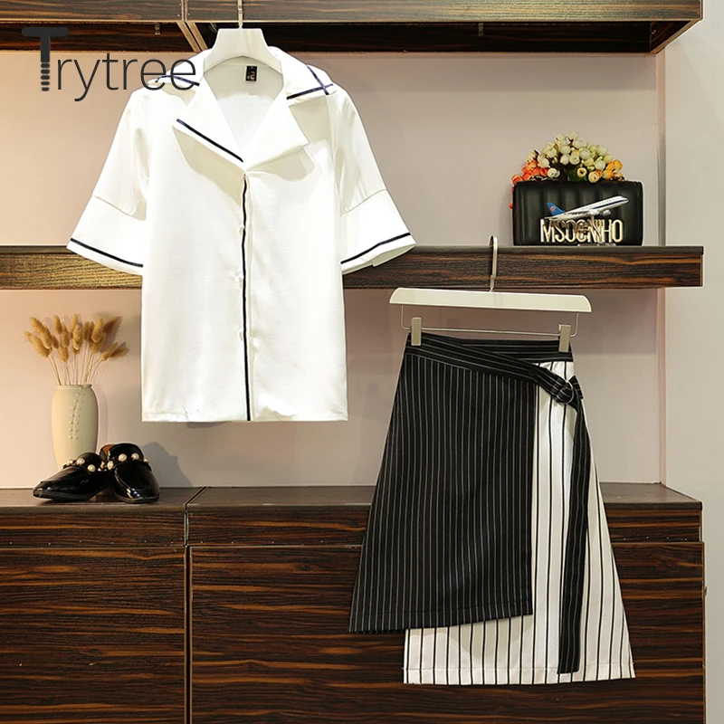 Trytree 2019 летний женский комплект из двух предметов повседневный однобортный Топ +