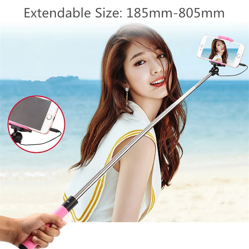 3.5mm Plug Universal Wired Selfie Stick Monopod Rotatable Extendable for iphone Samsung Suitable 4inch-6.5inch phone | Электроника