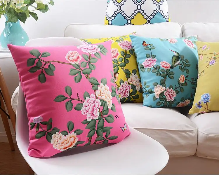 Евро птица с цветочным геометрическим узором вельветовый чехол для подушки
