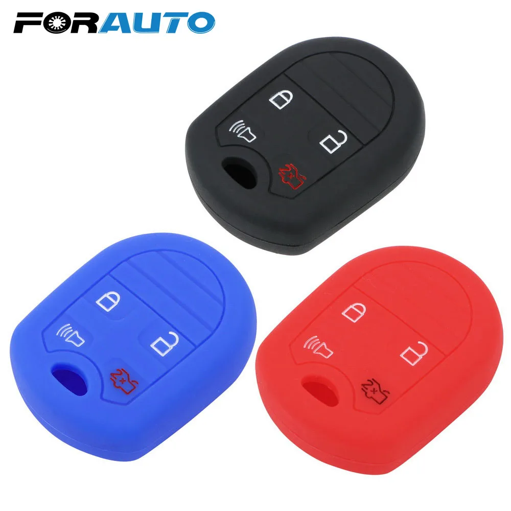 FORAUTO 4 кнопки ключа автомобиля чехол силиконовый брелок для ключей с кожаной