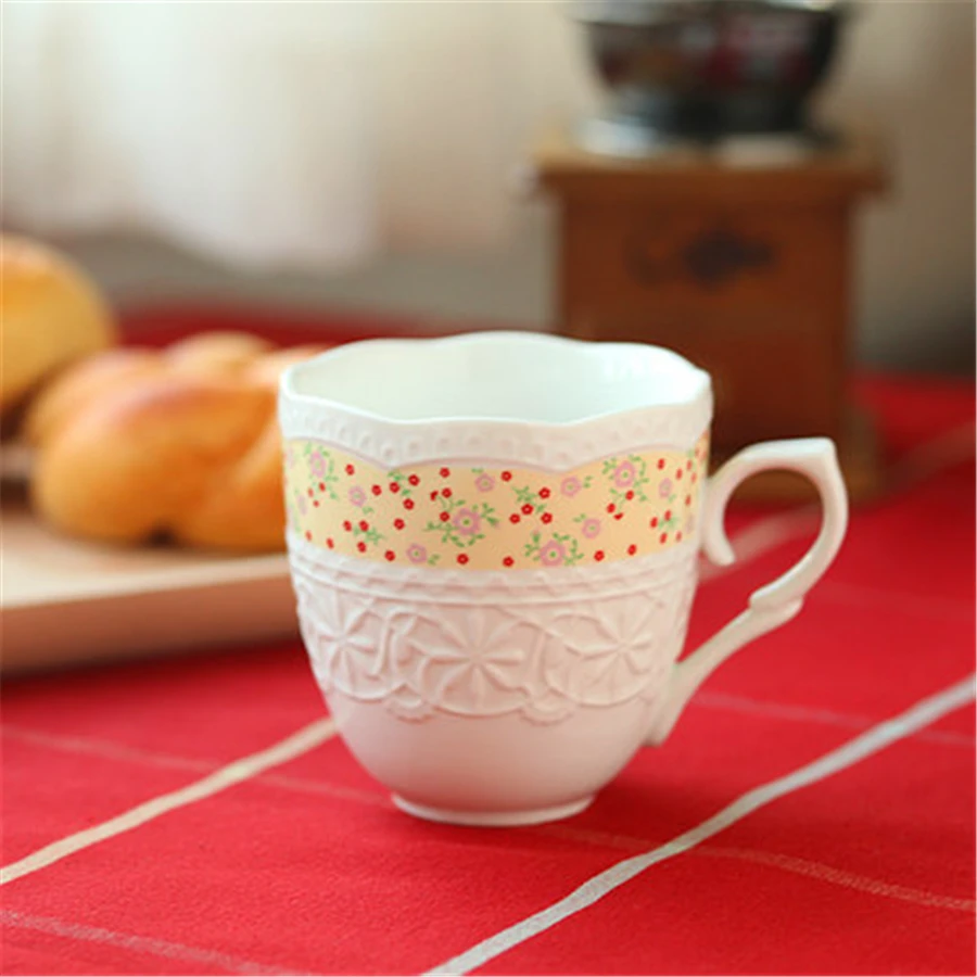 Белая керамическая кофейная кружка с тиснением подарок Fincan товары для рукоделия