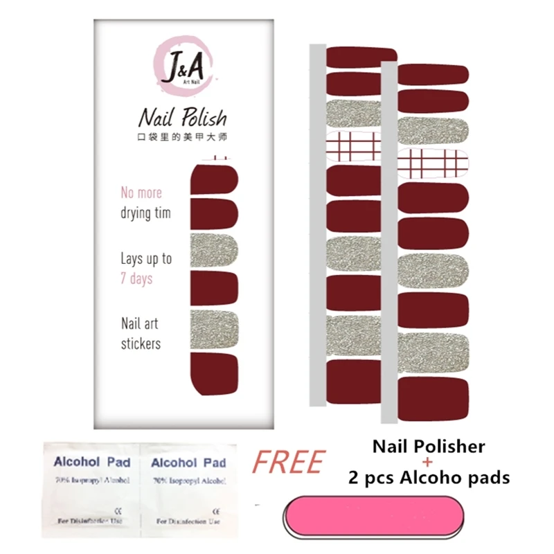 20 шт./кор. цвет красного вина ногтей Стикеры полный водонепроницаемый