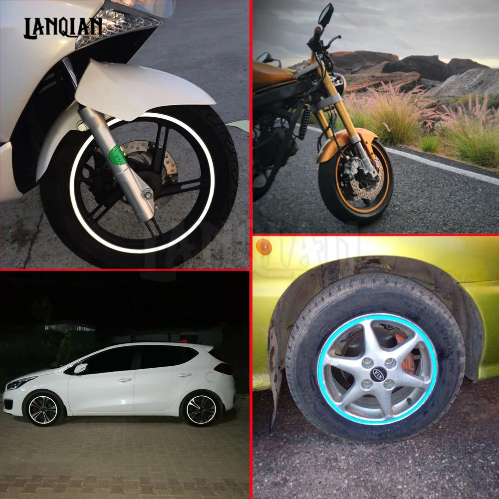 Наклейки на колеса мотоцикла светоотражающая лента в полоску для велосипеда - Фото №1