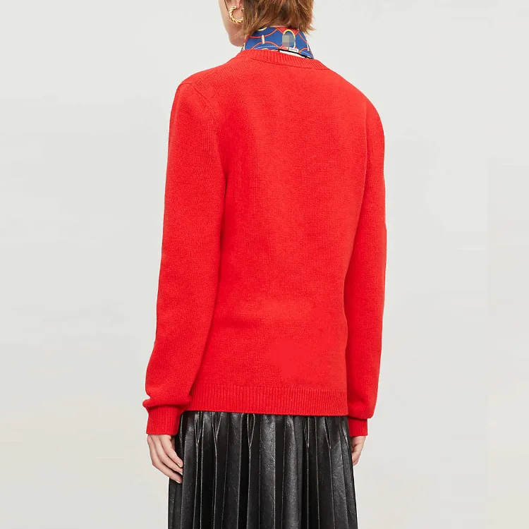 Фото 2019 Early Fall Women Red Sweaters Runway Designer Round Neck Long Sleeve Fawn Pattern Loose Knitted Pullovers Women's Jumper Женская 2019 Early Fall Women Red Sweaters Runway Designer Round Neck Long Sleeve Fawn Pattern Loose Knitted Pullovers Women's Jumper Женская