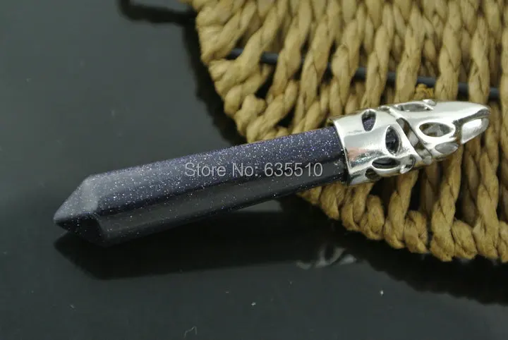 1 шт. натуральный голубой песчаник точка стальной цвет колпачки кулон подходит