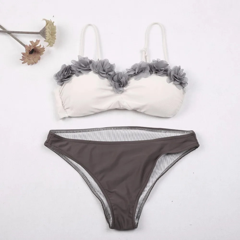 summer Women's superior quality Push Up Swimwear Sexy Flower bandage Bikini Set Halter Straps Tankinis Bathing Suit Beachwear |