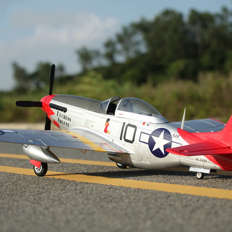Радиоуправляемый самолет FMS Plane 1450 мм 1,4 м P51 P-51D Mustang V8 красный хвост 6CH 4S PNP большая модель Хобби самолет Warbird Avion EPO