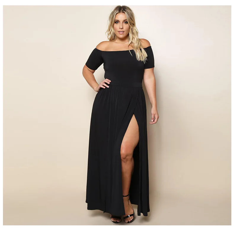 Women Elegant Party Evening Long Dress 2017 Sexy Slash Neck Split Prom Maxi Slim Casual Plus Size | Женская одежда