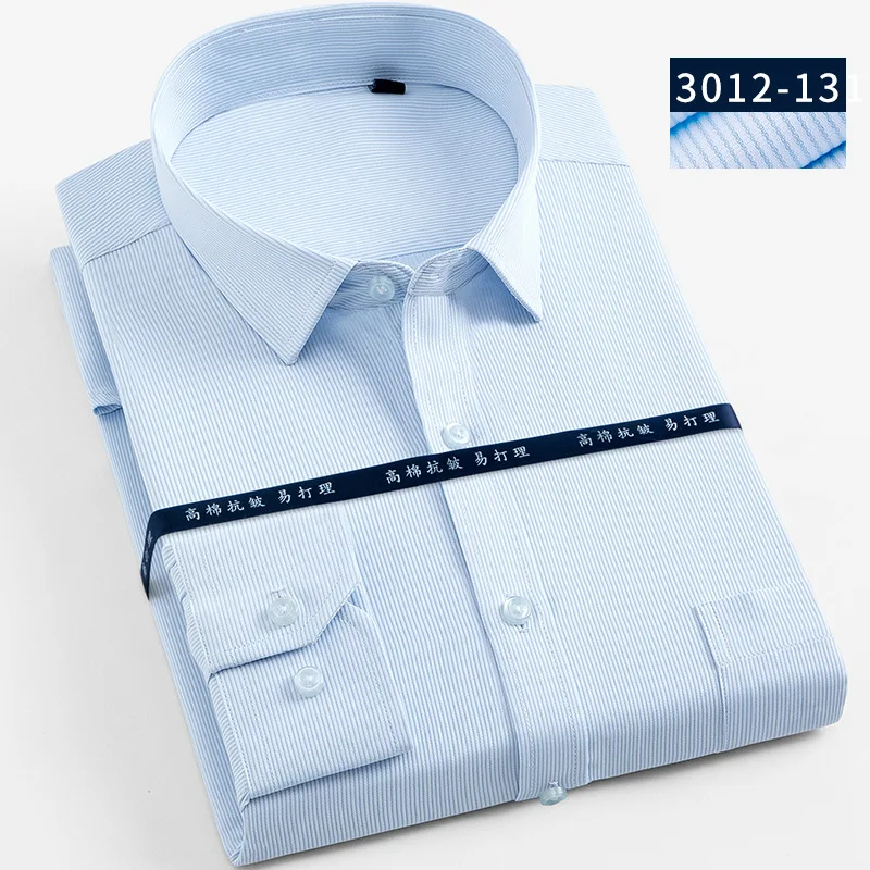3012-13 stripe blue Мужская одежда модные большие размеры 5XL 6XL 7XL 8XL полосатые/Саржевые мужские рубашки с длинным рукавом мужские рабочие Рубашки мужские топы - Цвет: 3012-13 stripe blue