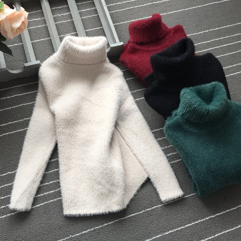 WOTTAGGA/2018 Детский свитер из имитированной шерсти норки модный вязаный с воротником