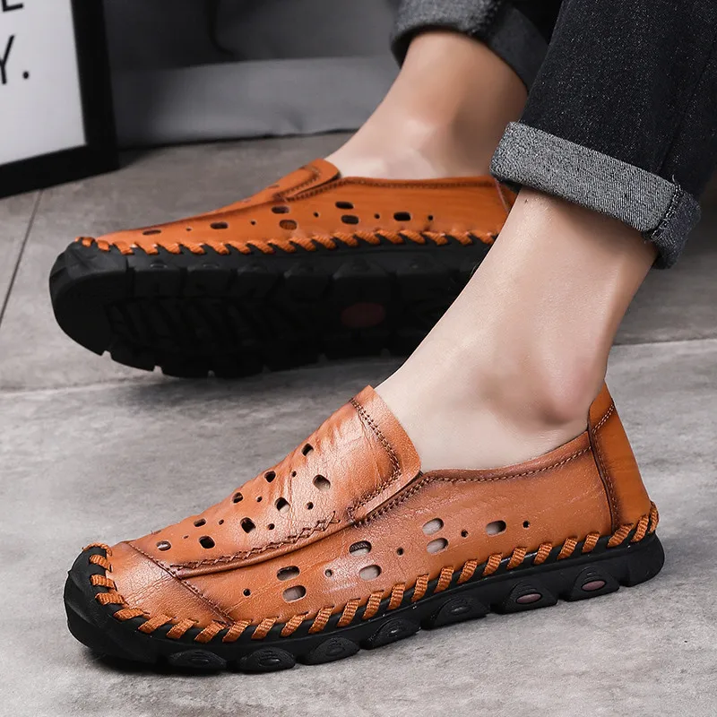 Большие размеры 38–46 дышащая обувь с отверстиями летние пляжные сандалии без