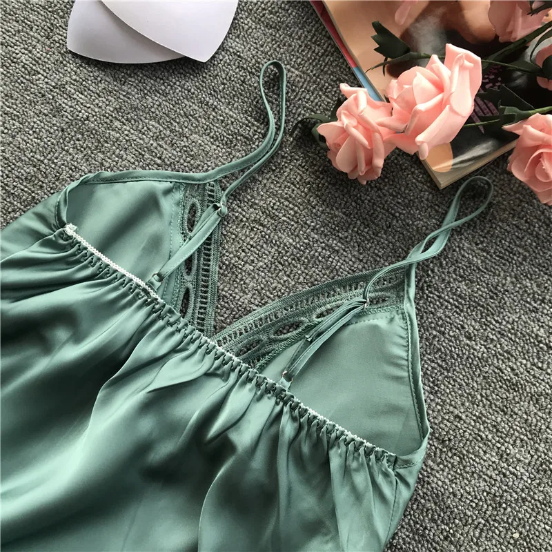 Женский пижамный комплект из 2 предметов сексуальная шелковая кружевная Пижама