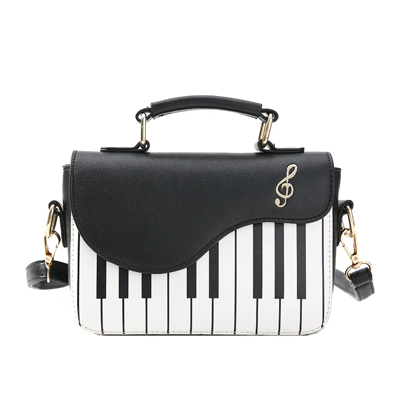 

Cute Piano Pattern Fashion Pu Leather Casual Ladies Handbag Shoulder Bag Crossbody Messenger Bag Pouch Totes Women's Flap