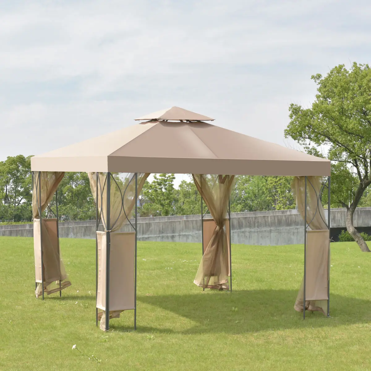Goplus 2 х уровневые 10 'X10 'Gazebo навес тент укрытие Сталь рамка садового сарая патио