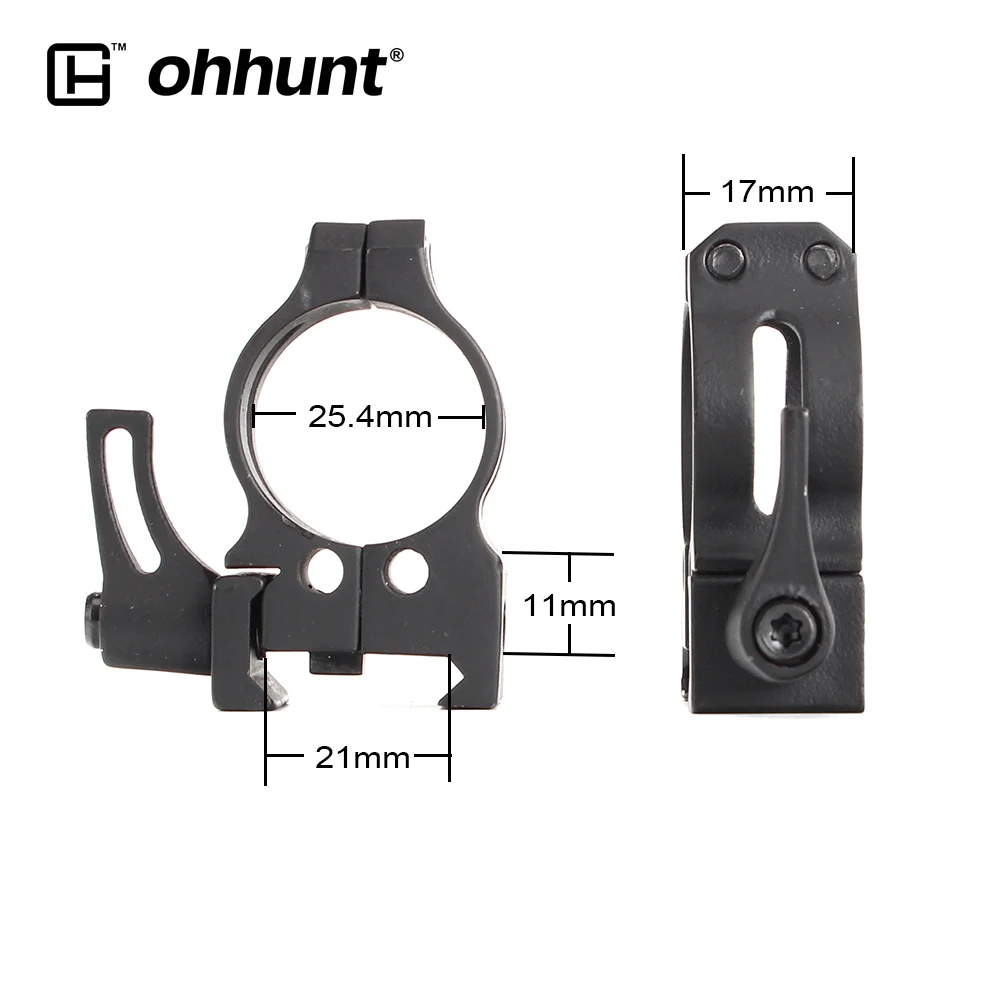 Ohhunt 2 шт. тактические кольца для прицела 25,4 мм диаметр трубы Низкопрофильная литая сталь быстросъемное Пикатинни Вивер рельсовая база