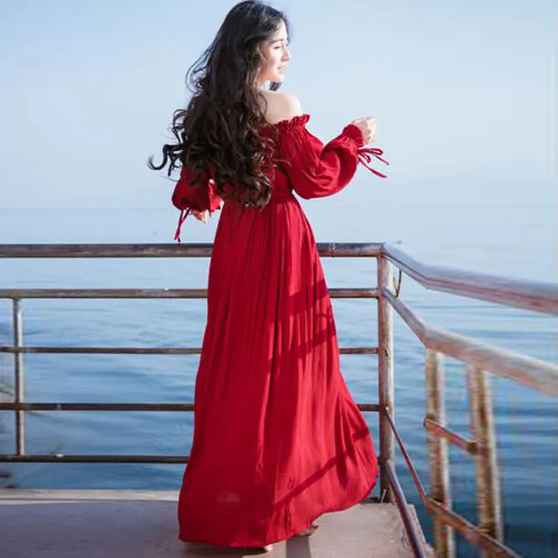 Высокое качество 2018 весна осень подиумное Макси Платье женское с длинным рукавом