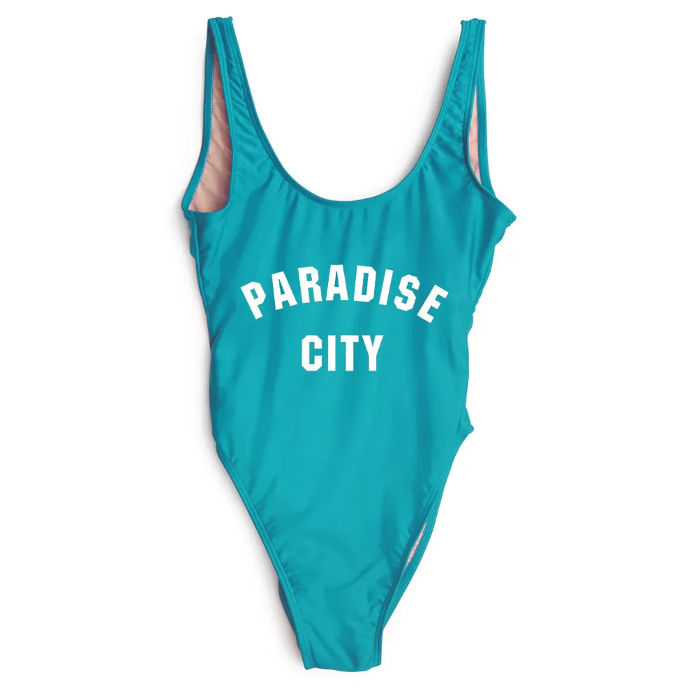 Женский купальный костюм PARADISE CITY красный черный белый сексуальный смешной