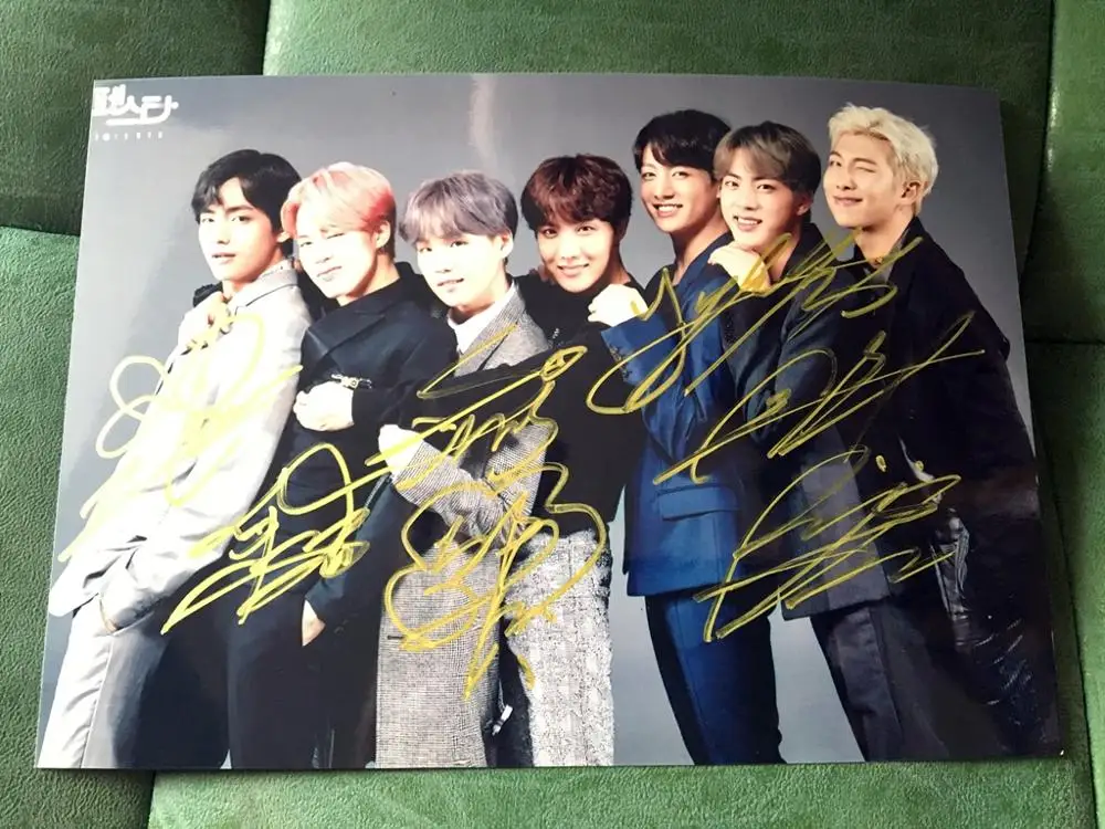 Подписанный Bangtan Boys фотография группы с автографом автограф чернила 5*7 K-POP 062019A |