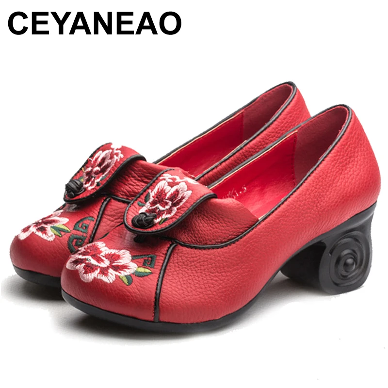 Женские туфли лодочки CEYANEAO на высоком каблуке женская кожаная обувь осень 2019