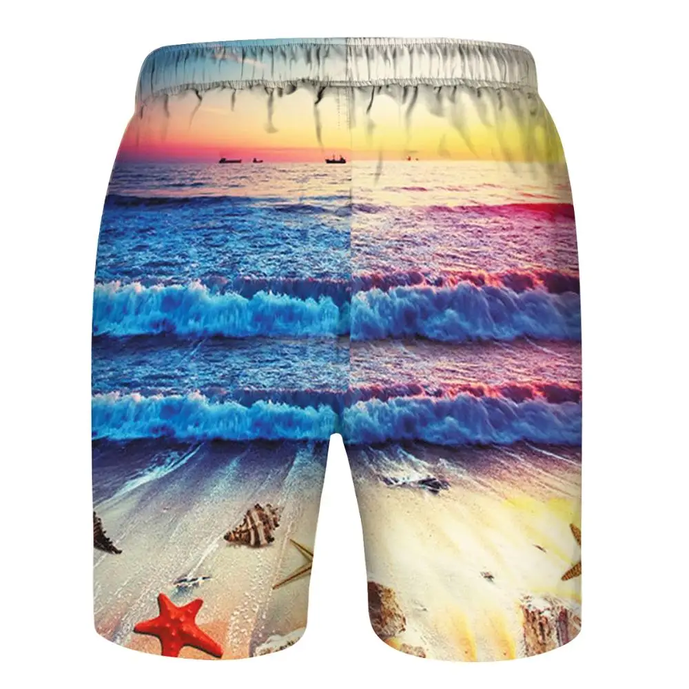 

Family Flat Front 3D Digital Print Father and Boy's Design Shorts Colorful Rough Ocean Painting Summer Beach Shorts