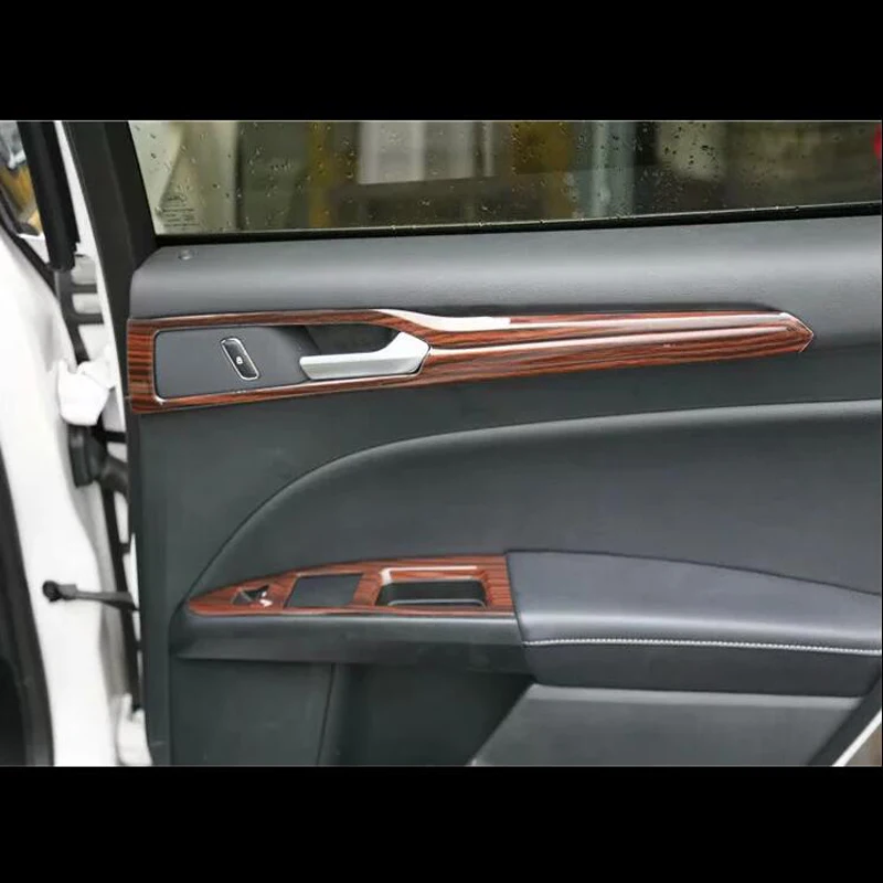 Для Ford Mondeo 2013 2017 4 шт. деревянная ABS Хромированная Автомобильная дверь внутренняя