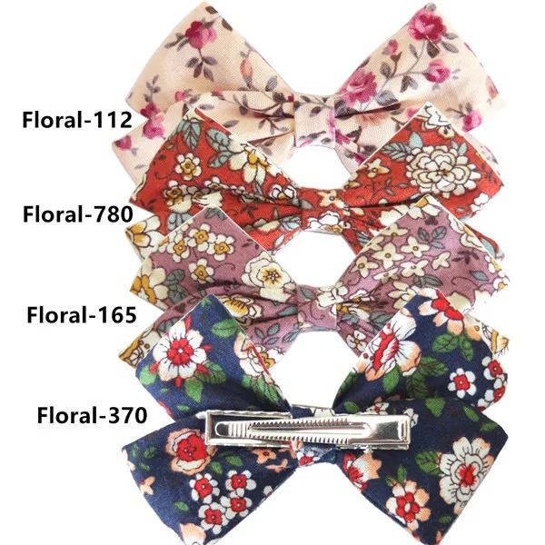 Floral Set 1 4 предмета в комплекте, красивые хлопковые ткани лук заколки для маленьких девочек модная одежда для волос заколки-бантики для волос заколки для волос Hairbow заколки для волос аксессуары для волос - Цвет: Floral Set 1