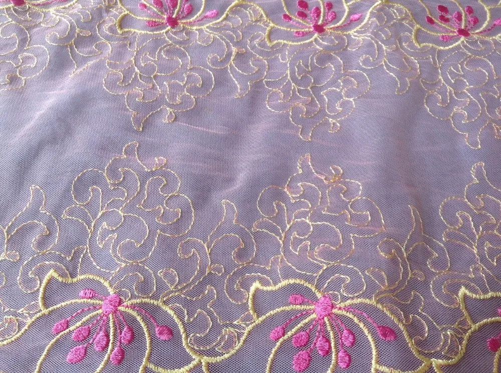 

FREE SHIPPING 23cm high quality exquisite net embroidery lace,pink lace trimming,soft net and luxurious embroidery,XERY13763