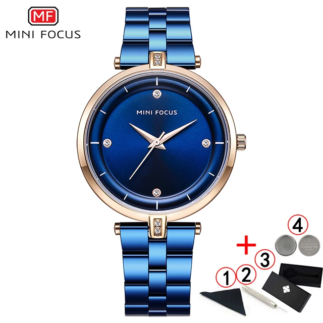 rose blue with box Мини-фокус женские часы известных роскошных брендов модные синие минималистичные женские наручные часы водонепроницаемые женские часы для женщин - Цвет: rose blue with box