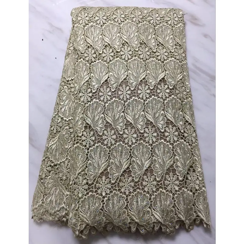 Тяжелое качество нигерийское гипюровое кружево кружевная ткань с камнями