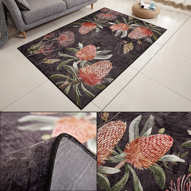 

120X180cm Chenille Fabric Soft Carpets For Living Room Bedroom Kid Room Rugs Flower Pastoral Style Home Carpet Floor Door Mat