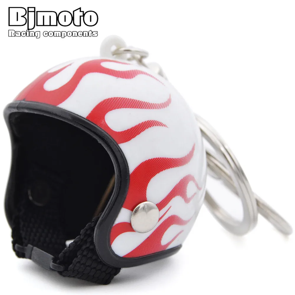 BJMOTO 1PC Модный брелок для мужчин и женщин, Ключевое кольцо С красными пламенами, Мотошлем Цепь для автомобиля, кошелька, сумки, подарок, известность на.