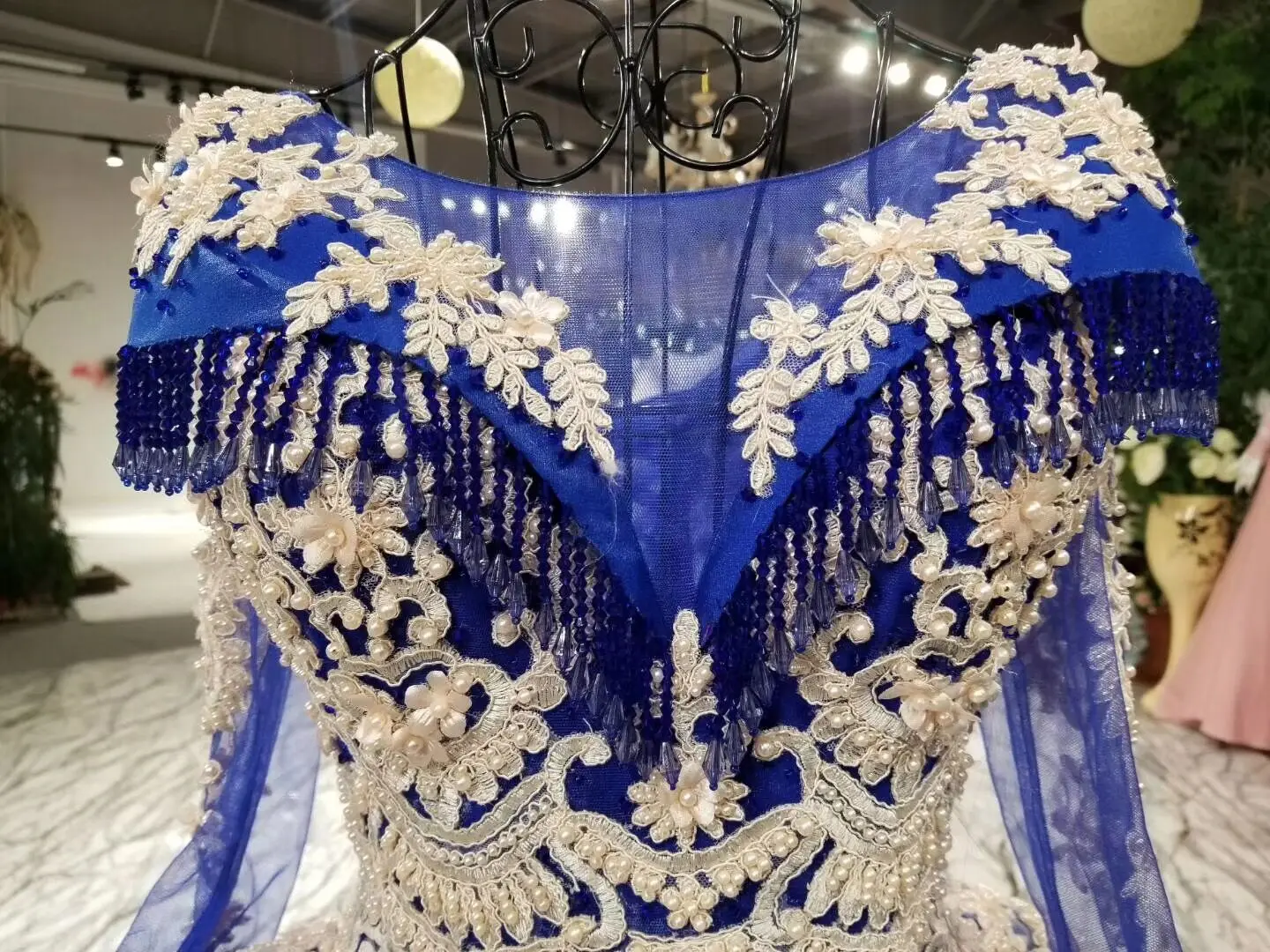 AOLANES 2018 New Bridal Dress Banquet Luxury Royal Blue Lace Appliques Beading Wedding Dresses Custom Made High-end Gowns | Свадьбы и