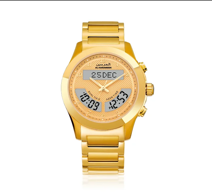 Часы azan prayer athan watch 6100 Dual Time(аналоговый цифровой) хиджри и григорианский календарь водонепроницаемые(водонепроницаемые