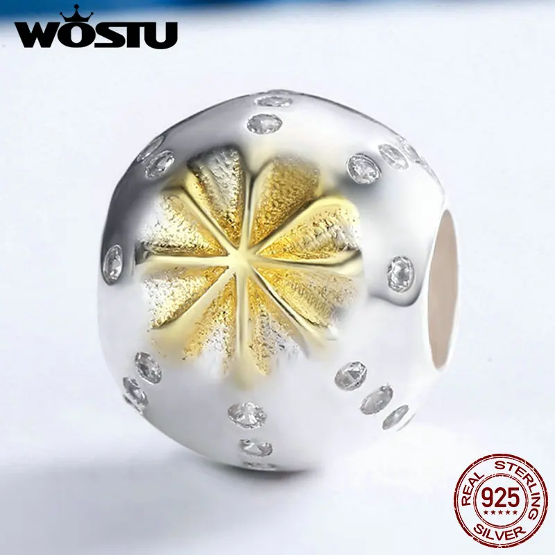 WOSTU высокое качество 925 пробы Серебряный Эдельвейс Бусины Подходят оригинальный