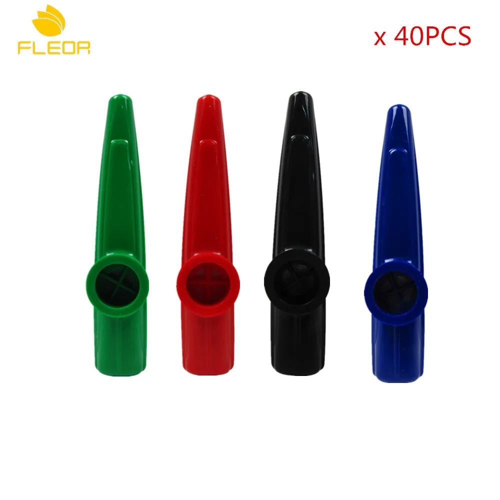 FLEOR 40 шт. смешанный синий/черный/красный/зеленый пластиковый Казу губная гармошка