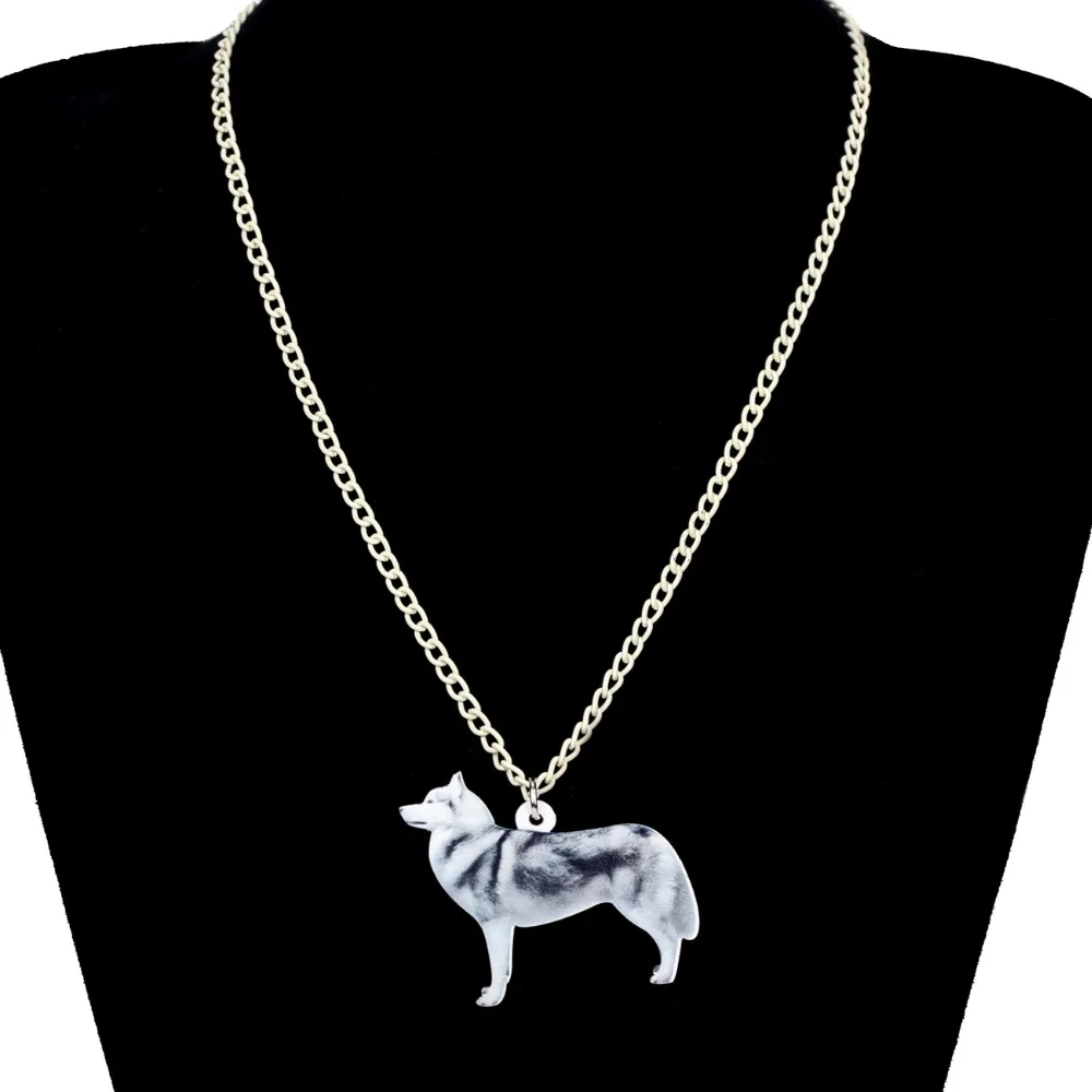Ожерелье-подвеска Сибирский хаски из акрила с цепочкой WEVENI для женщин и девочек в подарок любителям домашних животных.