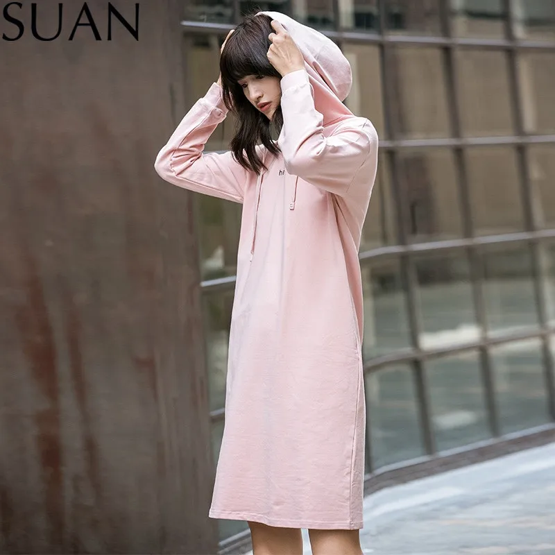 Суан 2018 Для женщин с длинными рукавами принтом Толстовки круглым вырезом