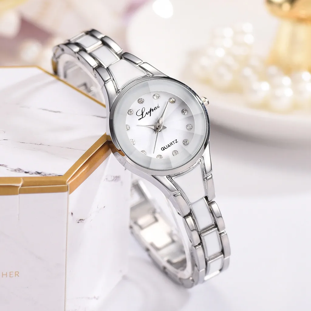 

SYNOKE Women's 2pcs/Set Fashion Simple Dial Convex Glass Watch Heart Shaped Full Drill Bracelet Reloj Mujer Clock Gifts 7.16