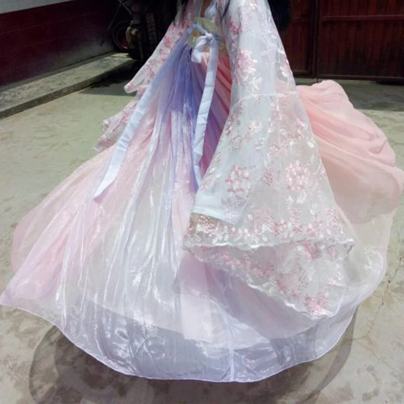 Женский костюм для косплея Hanfu розовая Яркая Ткань 6 м драгоценный выступления