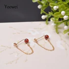 Женские серьги с натуральным янтарем Yoowei, модные уникальные серьги из натурального камня с оригинальными бусинами, ювелирные изделия из черного янтарем от поставщика