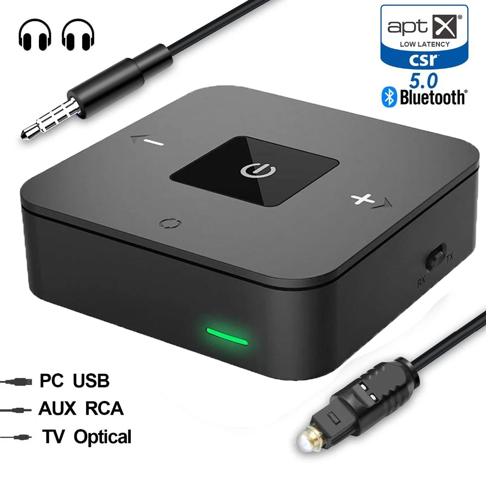 Двухканальный Bluetooth 5,0 Aptx-HD Aptx-ll Aux 3,5 мм оптический передатчик SPDIF приемник беспроводной портативный аудио музыкальный ТВ адаптер