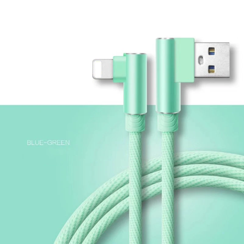 Suntaiho для iphone XS MAX USB кабель зарядное устройство для освещения кабель 90 градусов локоть USB зарядное устройство кабель синхронизации для iphone 6s X 7 8plus - Color: Green
