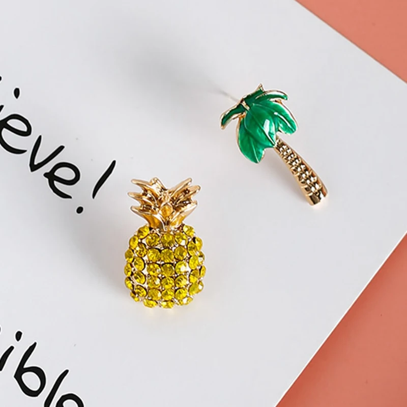 Lovely Crystal Pineapple Coconut Palm Tree Cute Stud Earrings Jewelry Pendientes Brincos | Украшения и аксессуары
