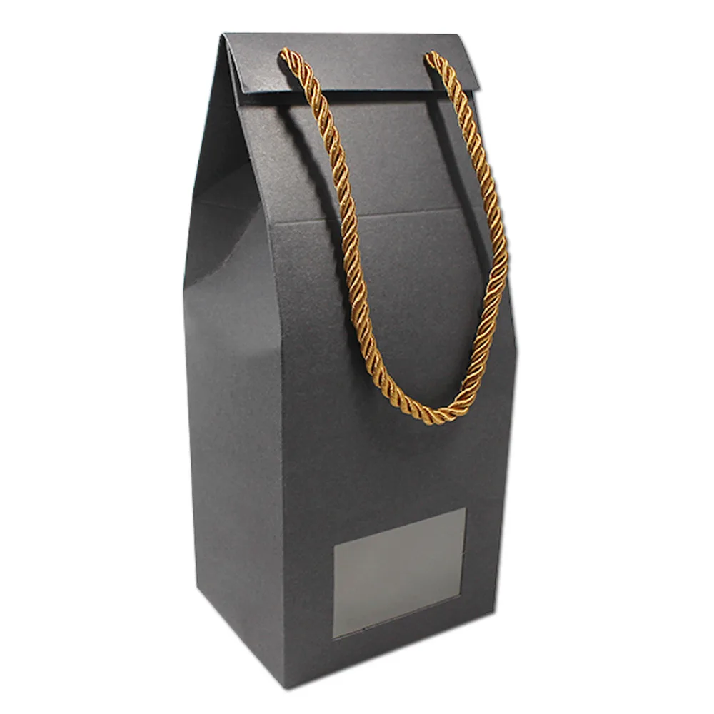 Black 10x8x17cm 20 шт./лот, черный/белый/крафт-бумага для упаковки конфет, фруктов, коробка с ручкой, Подарочная посылка, бумажная доска, коробки с окном - Цвет: Black 10x8x17cm