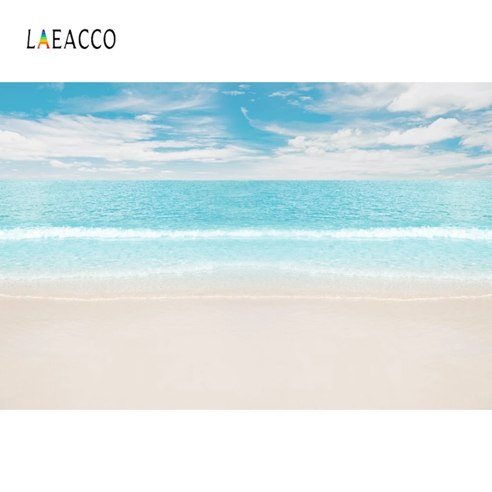 Laeacco голубое небо Белое Облако море Солнечный свет пляжный летний фон для