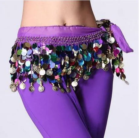Костюмы для танца живота шифоновые цветные блестки ремни женщин хип шарф