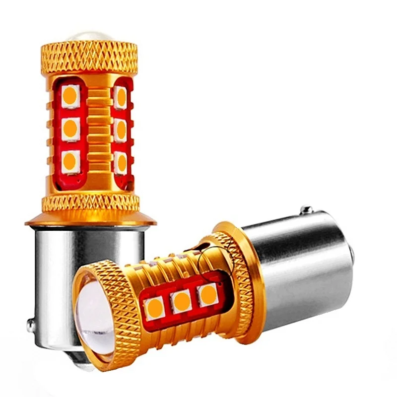 2 шт. 1156PY 7507 PY21W BAU15S 1000Lm 15 SMD 3030 светодиодный Автомобильный задний указатель поворота, автоматический передний сигнальный светильник, Желтый янтарь