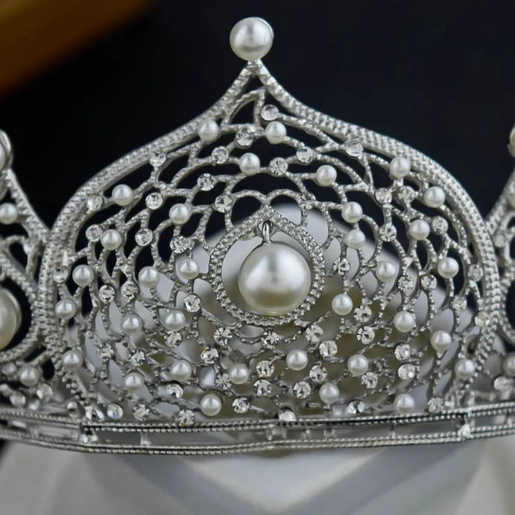 Новый сплав Свадебная Корона невесты барокко Miss World С головные уборы с жемчугом